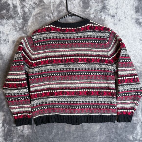 Newton Trading Co. Women's Shetland Wool 100% Geometric Full-Zip Medium Sweater - Picture 7 of 7